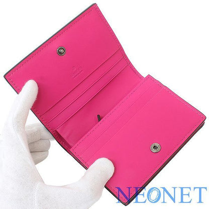 Gucci Guccy Sega Logo Leather Bifold Wallet Pink Box Bag