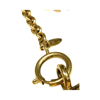 Chanel ⑤ 3859 70s-80s Vintage Matelasse Coco Mark Chain Necklace Unisex Gold