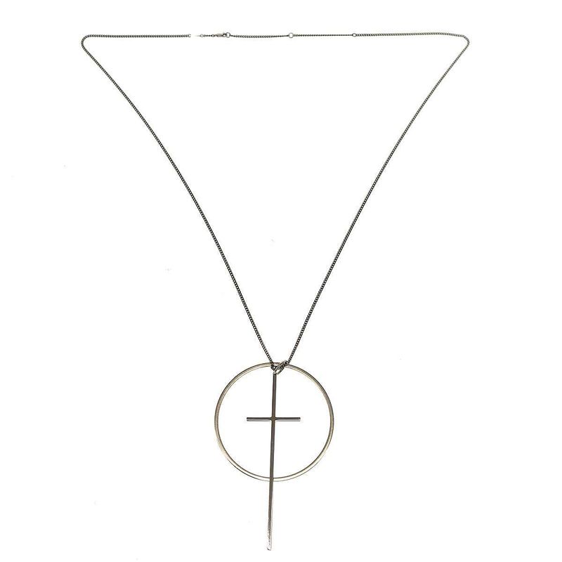 Celine 22ss Circle Cross Long Necklace Silver