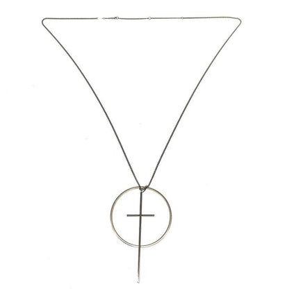 Celine 22ss Circle Cross Long Necklace Silver