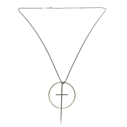 Celine 22ss Circle Cross Long Necklace Silver
