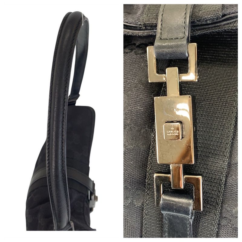 Gucci Jackie Black GG Canvas/leather 001 3734 Shoulder Bag Women 504838