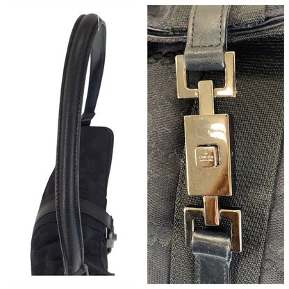 Gucci Jackie Black GG Canvas/leather 001 3734 Shoulder Bag Women 504838