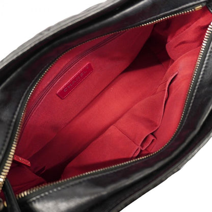 Chanel Shoulder Bag Gabrielle De Leather Black Gold/silver Hardware Women