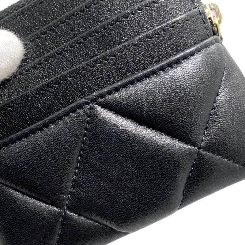 Chanel 19 Coin Case Card Case Coin Purse Ap2086 Matelasse Black Gold Chanel19