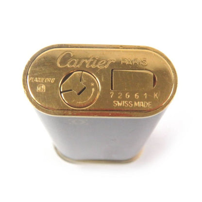 Cartier Trinity Deubre C Oval Shape Smoking Tool Gas Lighter Black Gold Swiss