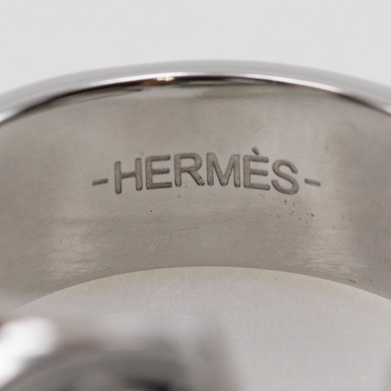 Hermes Carrousel And Metal Size 17.5 Black Men's 9.13g Ring
