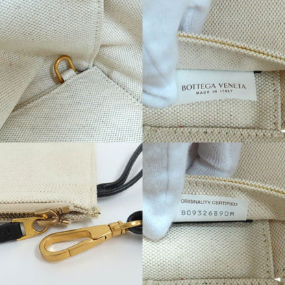 Bottega Veneta Arco Medium Tote Bag Intrecciato Beige White Canvas