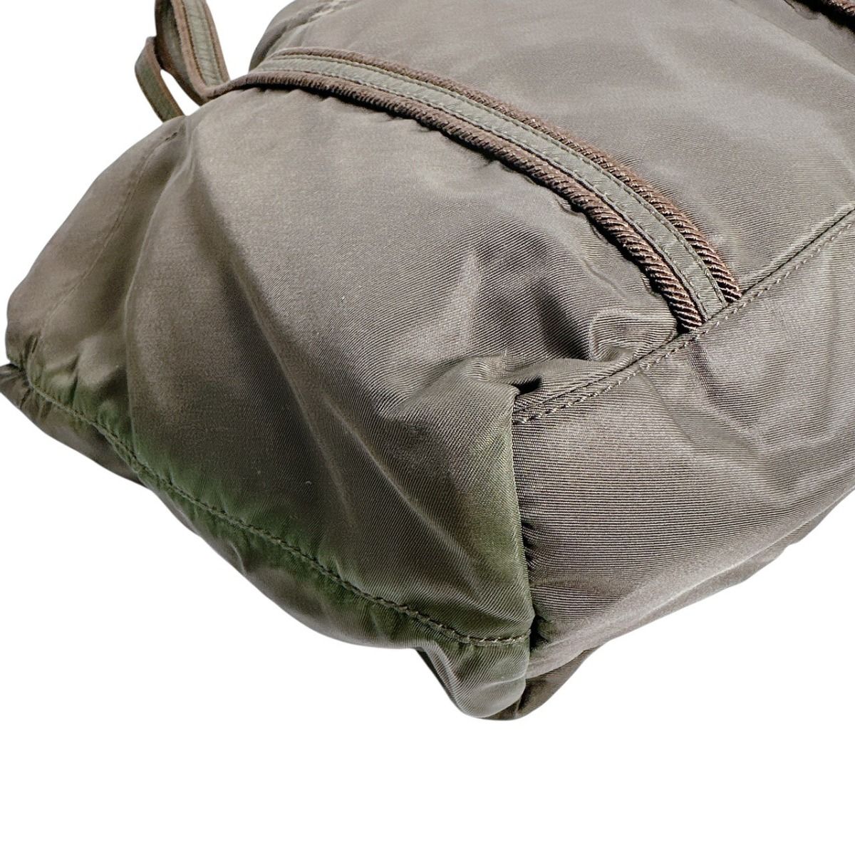 Prada Br0977 Logo Embroidered Handbag Tote Bag Khaki