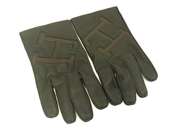 Hermes H Stamp Logo Lambskin Gloves Size 8 Women's Black Fb0800