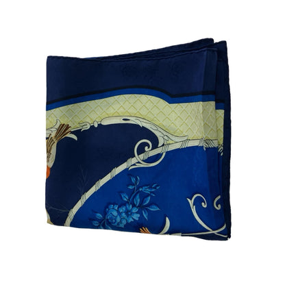 Hermes Scarf Carre90 Key to Freedom Lacledeschamps Blue