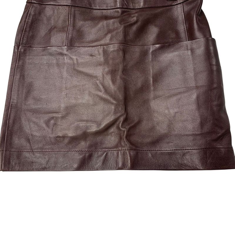 3247 Celine Dark Brown Leather Tight Skirt Size 34 Preowned Phoebe Period Lamb