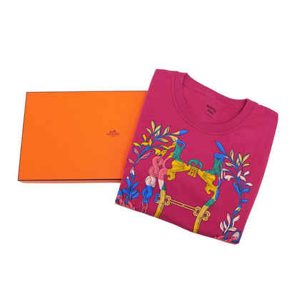 Hermes Short Sleeve T-shirt Della Cavalleria Rouge Magnolia Size 36