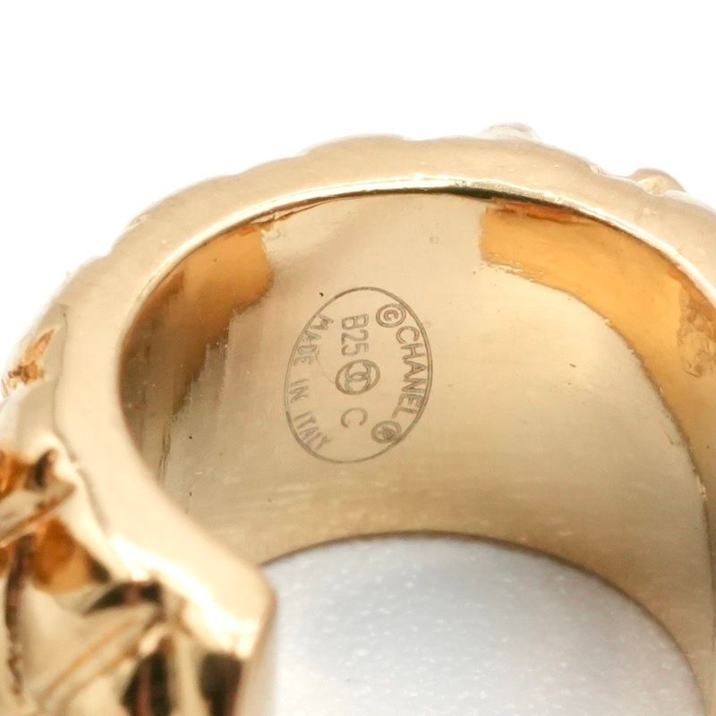 Chanel Earrings Earring Gold Coco Mark Rhinestone Half Hoop