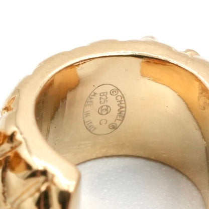 Chanel Earrings Earring Gold Coco Mark Rhinestone Half Hoop