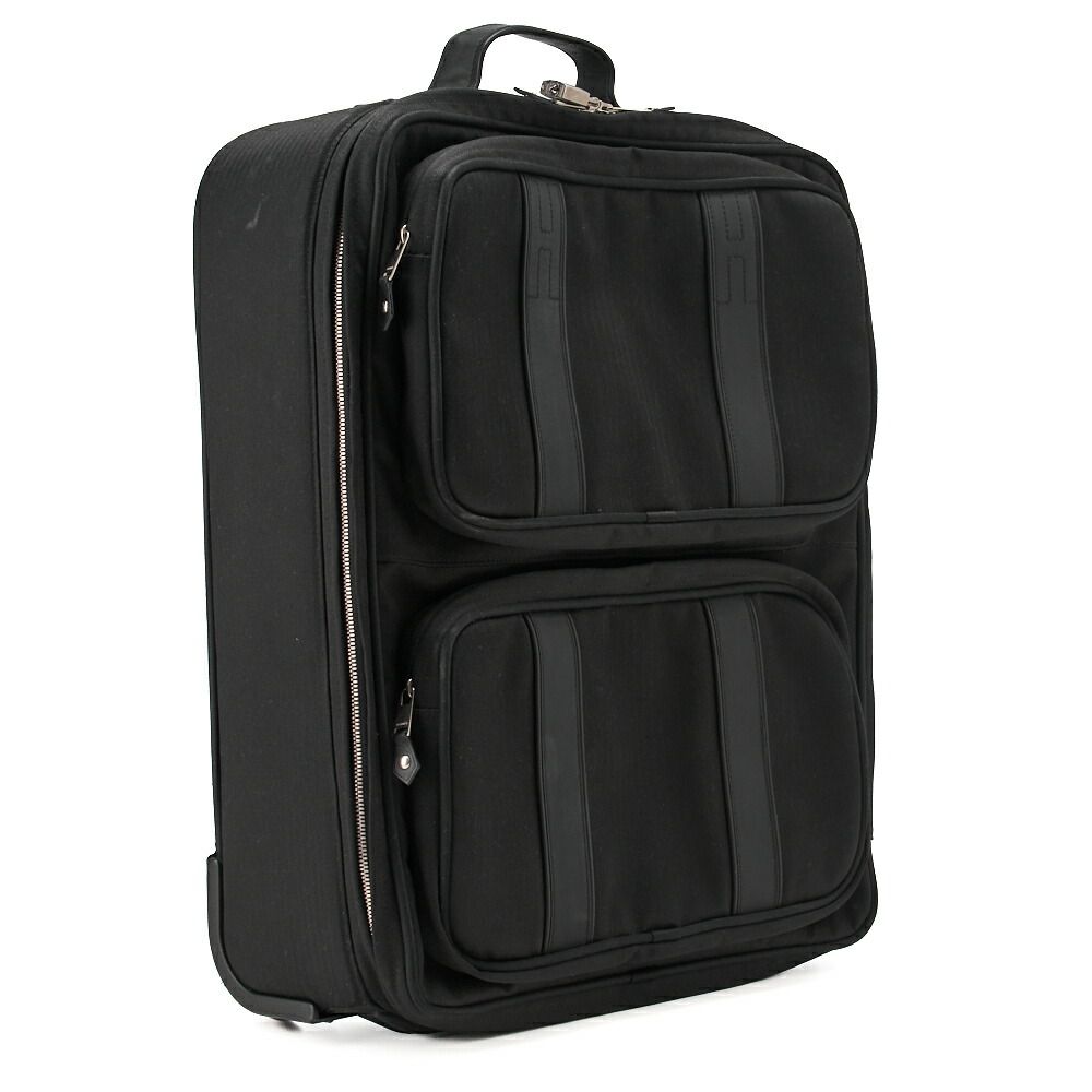 Hermes Acapulco Carry Bag Twirl Chevron Black Ladies Men Suitcases Handbags