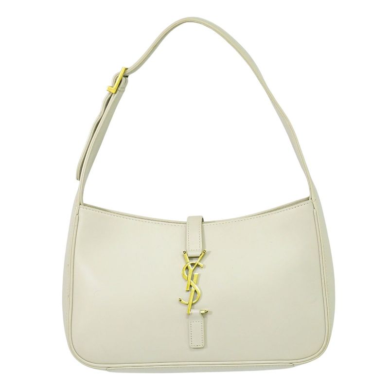 Authentic Saint Laurent Le Saint Cassette Shoulder Bag Leather Ivory 657228 Bag