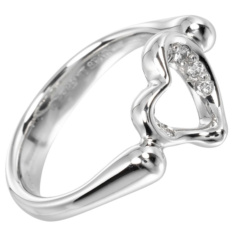 Tiffany & Co Open Heart Pt950platinum × Diamond #7 Ladies 5.58g Ring