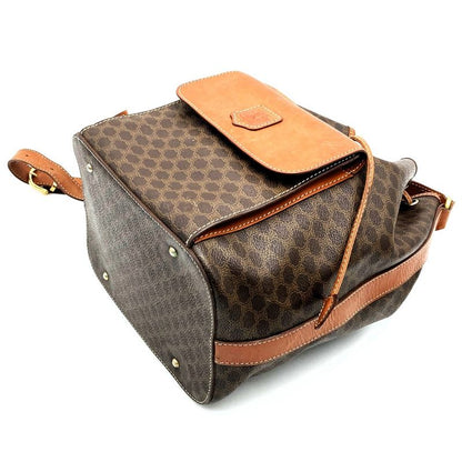 Celine DM95 Shoulder Bag Drawstring Shape Macadam PVC Leather Brown Women