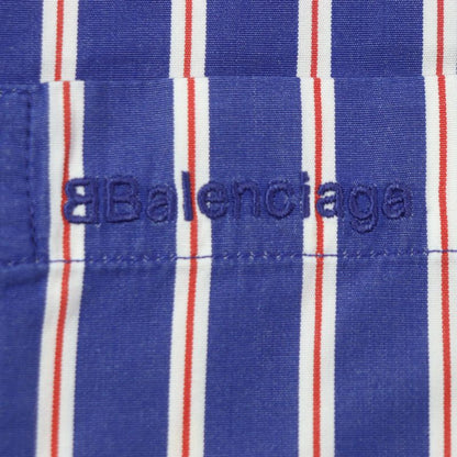 Balenciaga 21SS 642265 100% Cotton Stripe Logo Embroidery Oversized Long