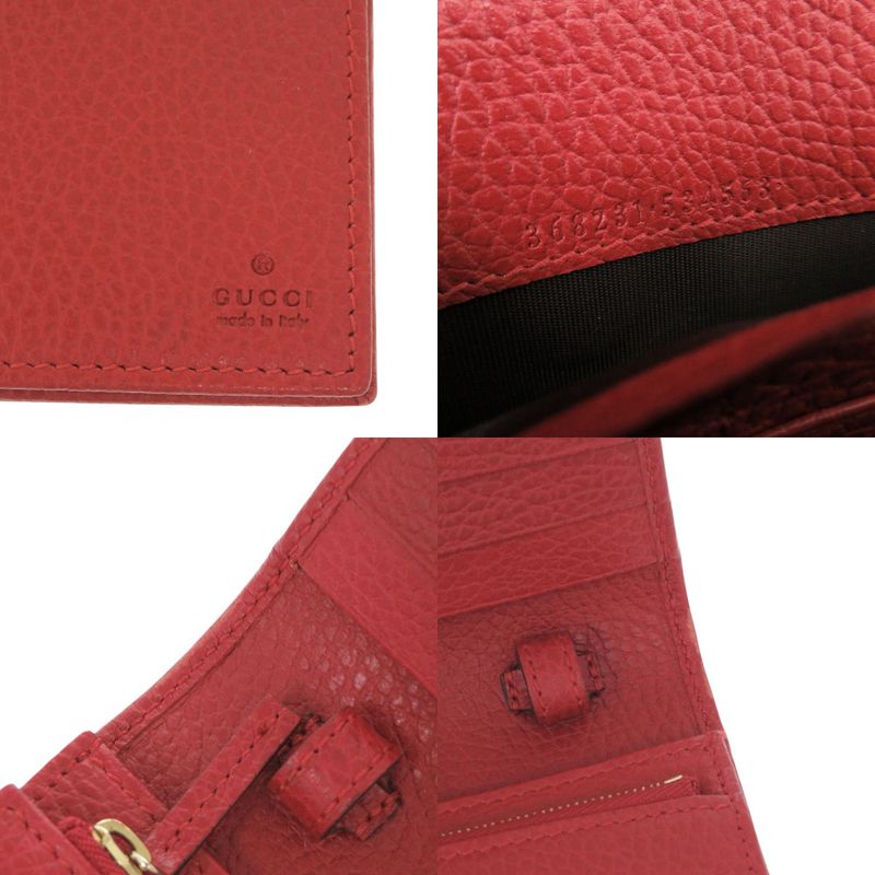 Gucci 368231 Leather Red Shoulder Wallet Shoulder Bag Long Wallet Red 0462 Gucci