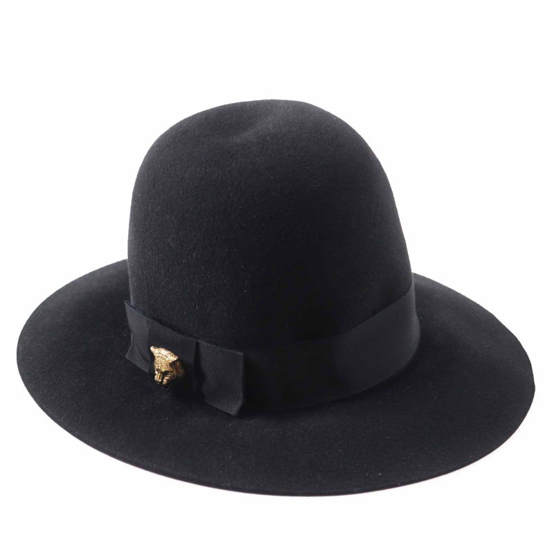 Gucci 444015 Taiga Rabbit Felt Hat Black S Women's