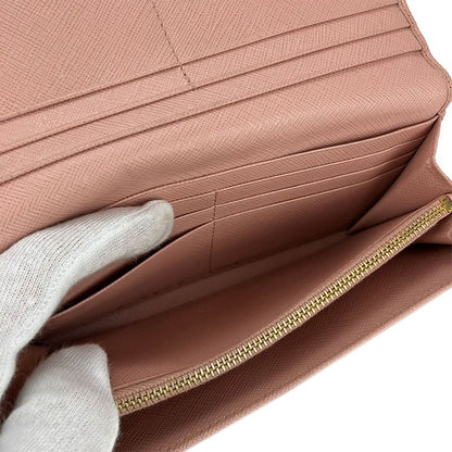 Prada Long Wallet 1mh132 Saffiano Leather Light Pink Gold Hardware Fold Simple