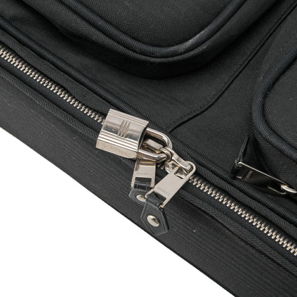 Hermes Acapulco Carry Bag Twirl Chevron Black Ladies Men Suitcases Handbags