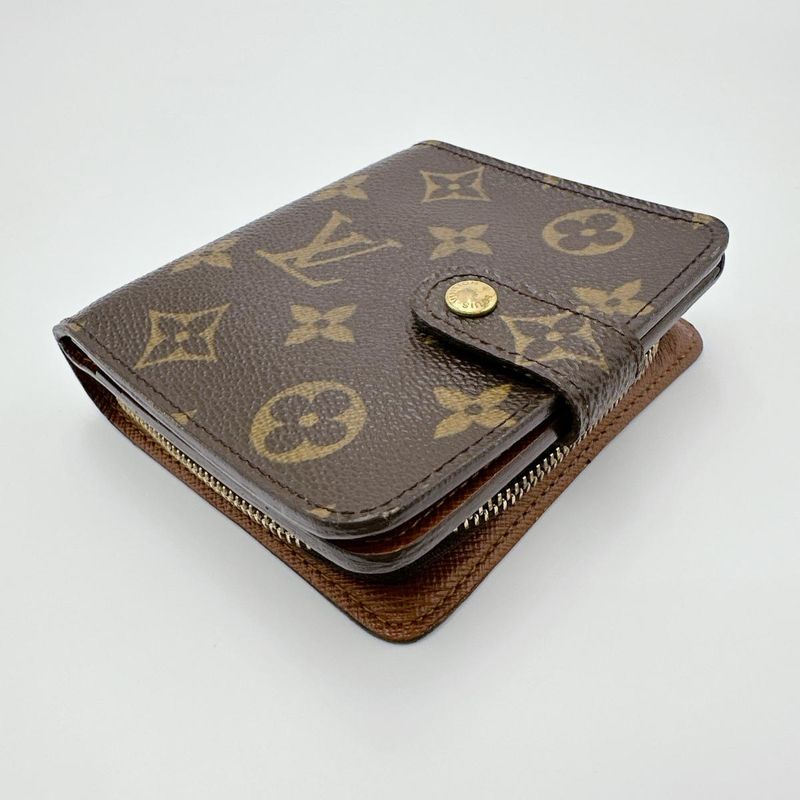 Louis Vuitton M61667 Monogram Compact Zipped Wallet With Zipper Pocket For