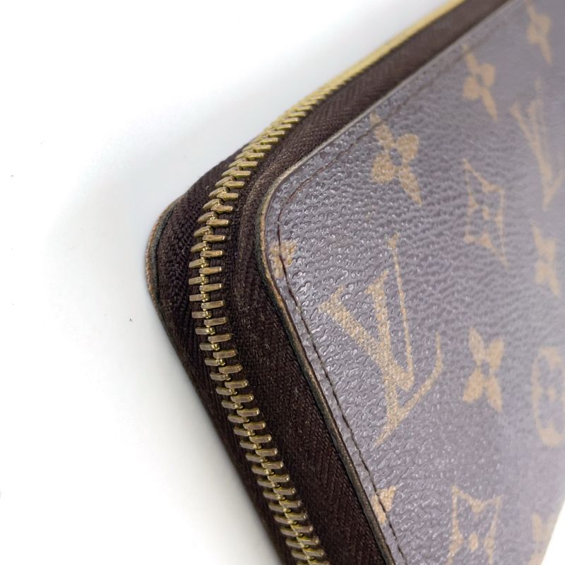 Louis Vuitton Zippy Wallet Monogram PVC Brown Round Zipper Long Wallet Gold