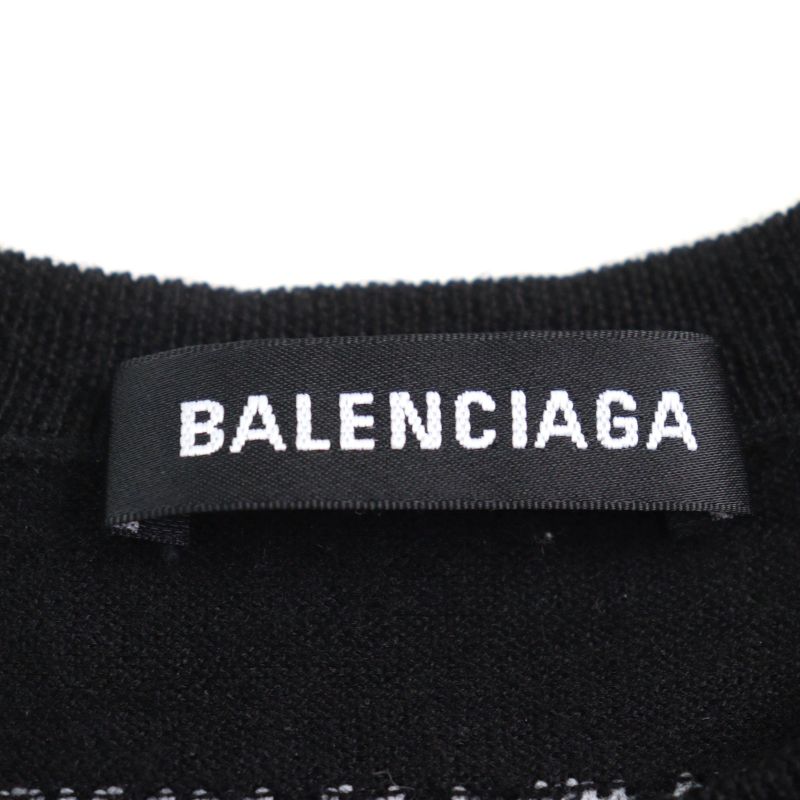Balenciaga 524992 99% Virgin Wool Logo Embroidery Crew Neck Light Hand Knit
