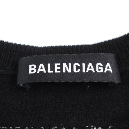 Balenciaga 524992 99% Virgin Wool Logo Embroidery Crew Neck Light Hand Knit