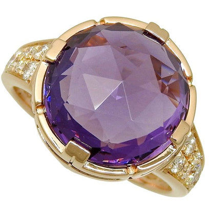 Bvlgari Bulgari Parentesi Cocktail Amethyst Diamond Ring 18K Pink Gold 750 Pink