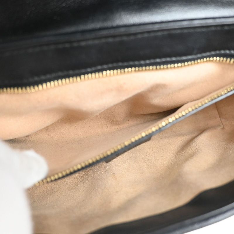 Gucci Marmont Chain Shoulder Bag Canvas Leather Beige Black 631ka861