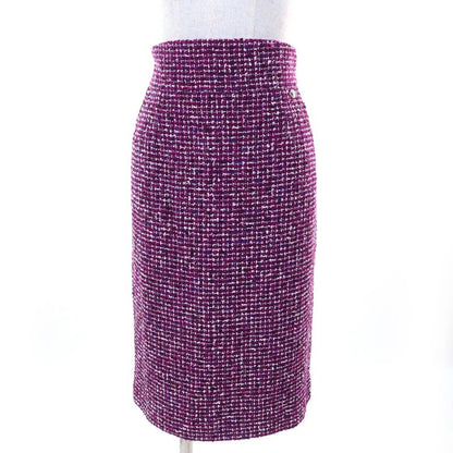 CHANEL 09P P35515 Coco Mark Plate Cotton Tweed Tight Skirt Purple 44 Made In