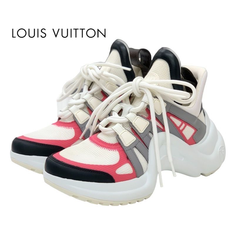 Louis Vuitton Arclight Line Sneakers Shoes Fabric Leather White Unused LV Logo