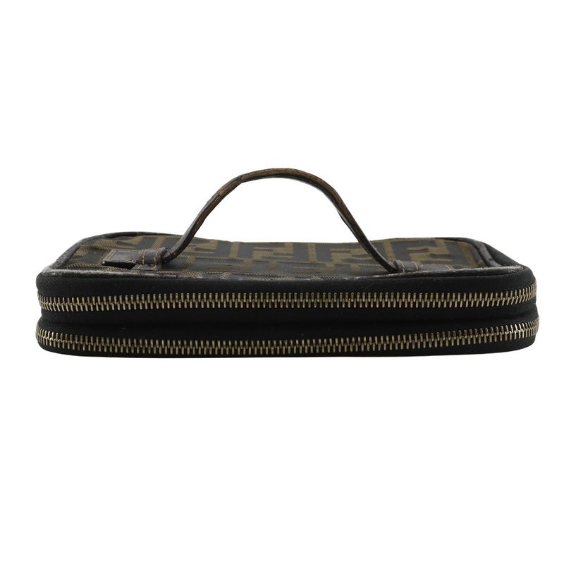 Fendi Folding Vanity Zucca Nylon Canvas Brown Women's Pouch
