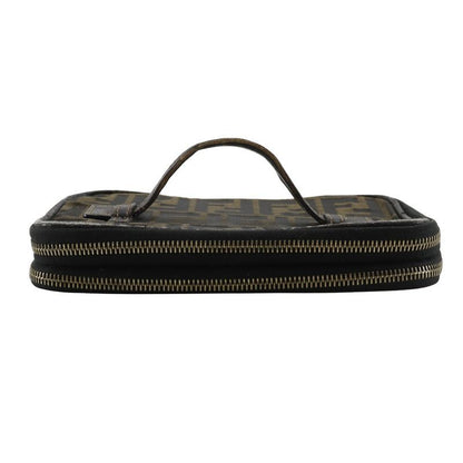 Fendi Folding Vanity Zucca Nylon Canvas Brown Women's Pouch
