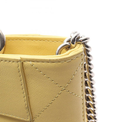 Chanel Shoulder Bag Quilted Bucket Yellow Leather 2-Way — view 11
