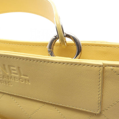 Chanel Shoulder Bag Quilted Bucket Yellow Leather 2-Way — view 10