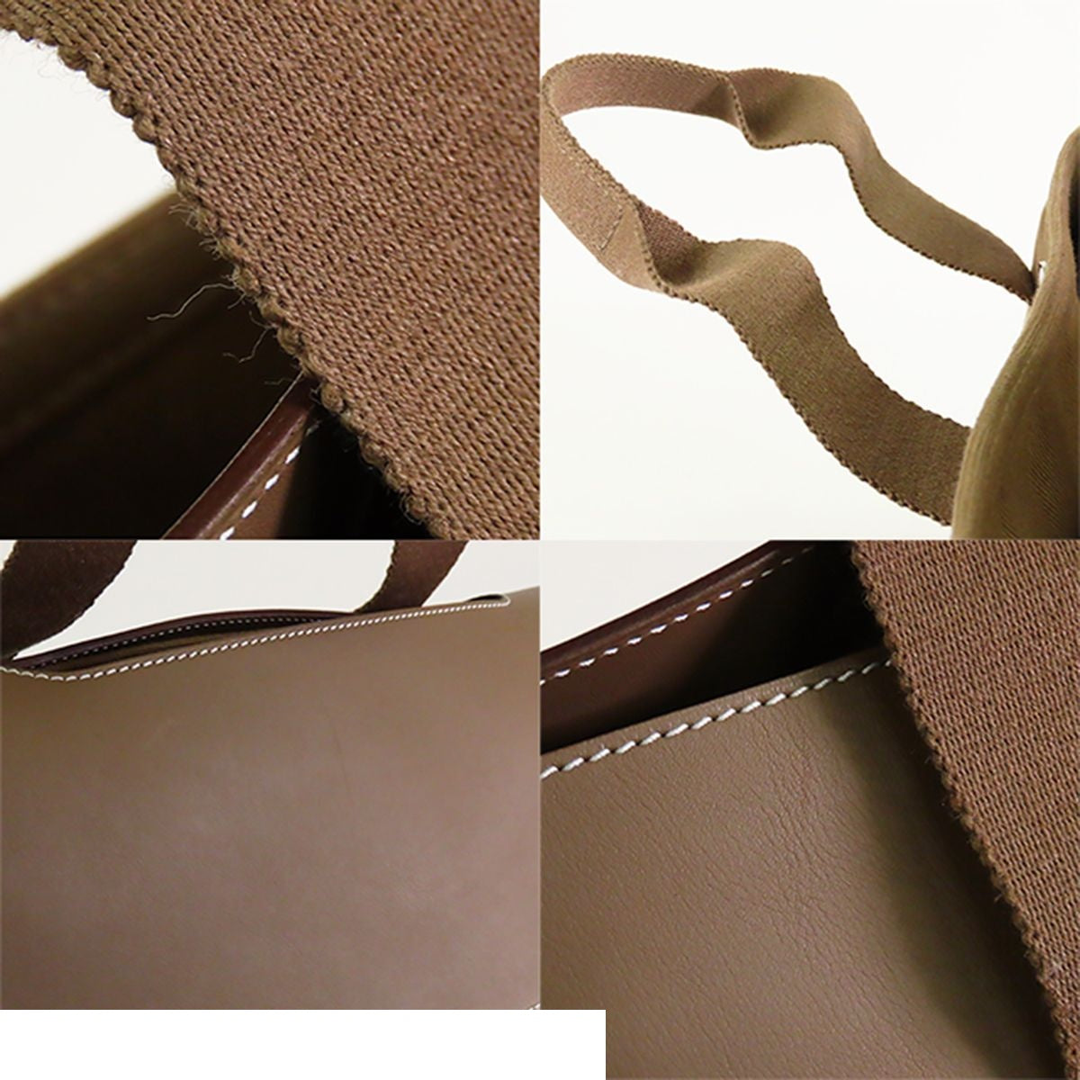 Hermes Valparaiso MM Etoupe Silver Toile Chevron Leather Handbag — view 7