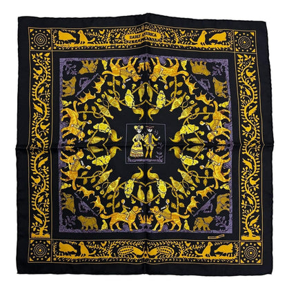 Hermes Scarf Early America Vintage Silk Black