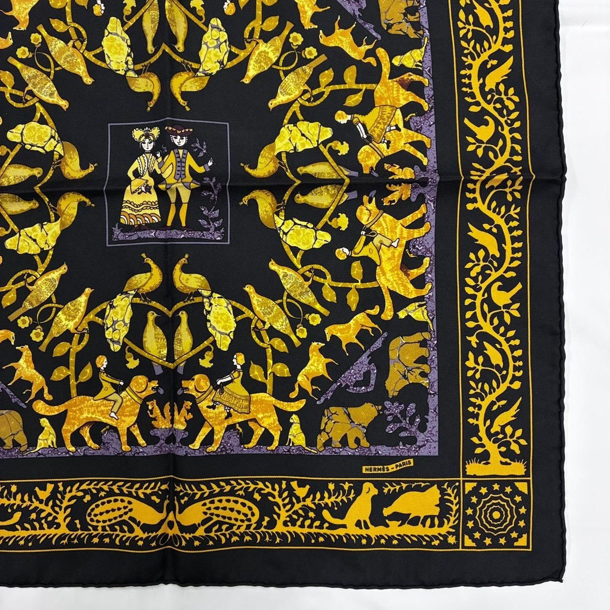 Hermes Scarf Early America Vintage Silk Black — view 5