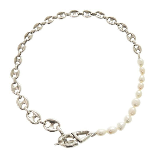 Christian Dior CD30 Brass Freshwater Pearl Silver White Necklace 1203