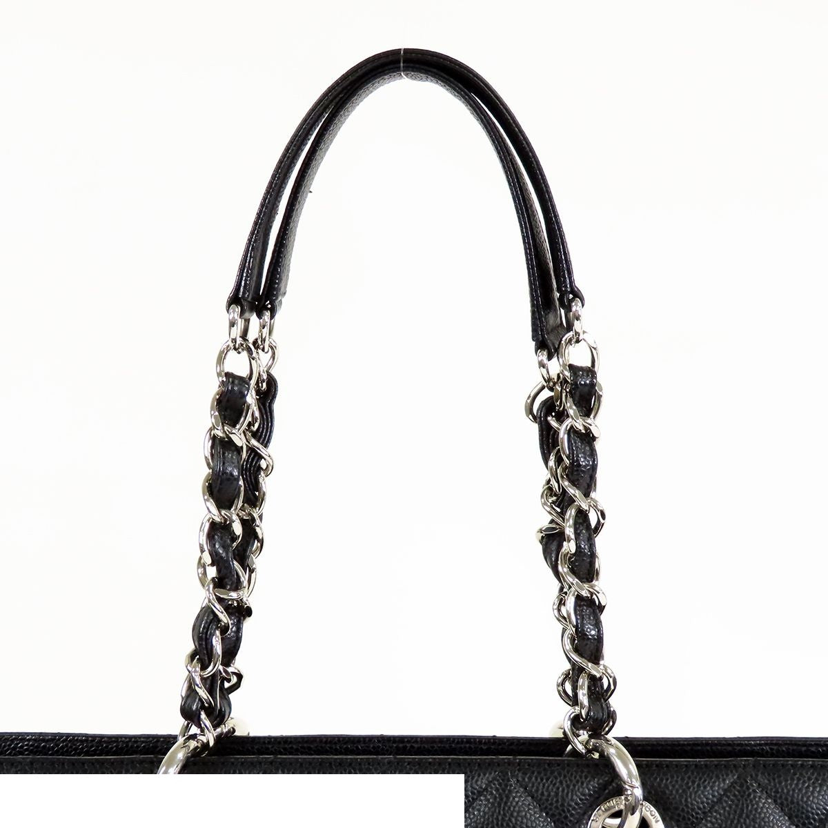 Chanel Grand Shopping Tote Bag GST Black Silver Caviar Leather — view 4