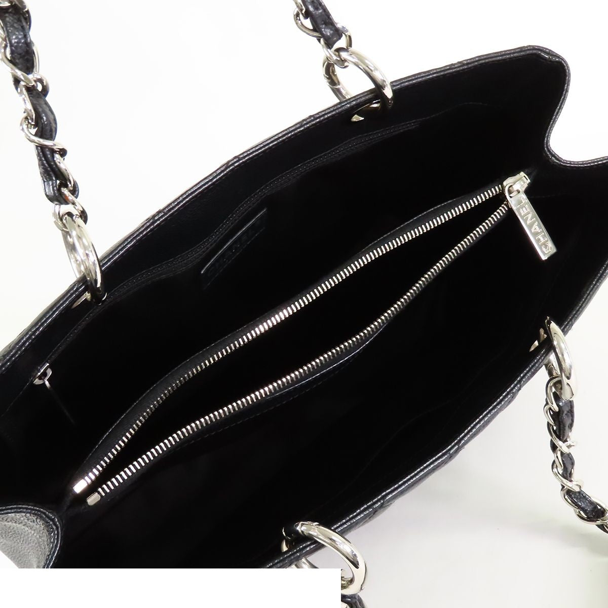 Chanel Grand Shopping Tote Bag GST Black Silver Caviar Leather — view 5