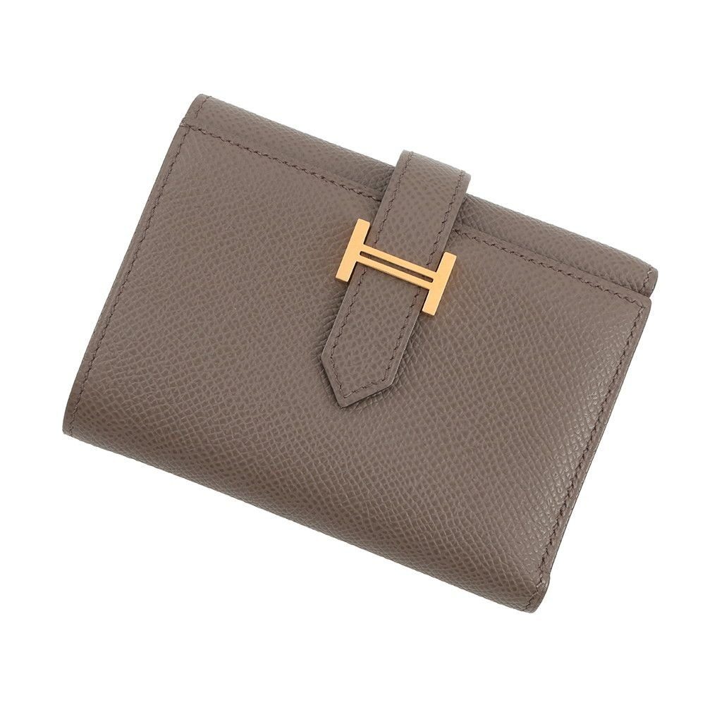 Hermes Trifold Wallet Bearn Combination Verso Etain Etoupe Gold Epsom