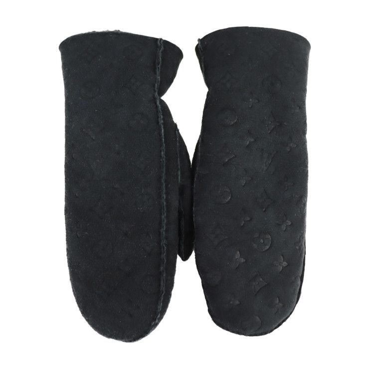 Louis Vuitton Muff Sher Ring Lamb Gloves Mouton Black Monogram Mitten
