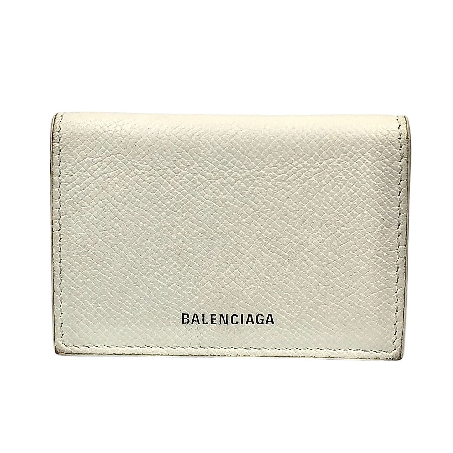 Balenciaga Ville Leather White Mini Wallet Silver