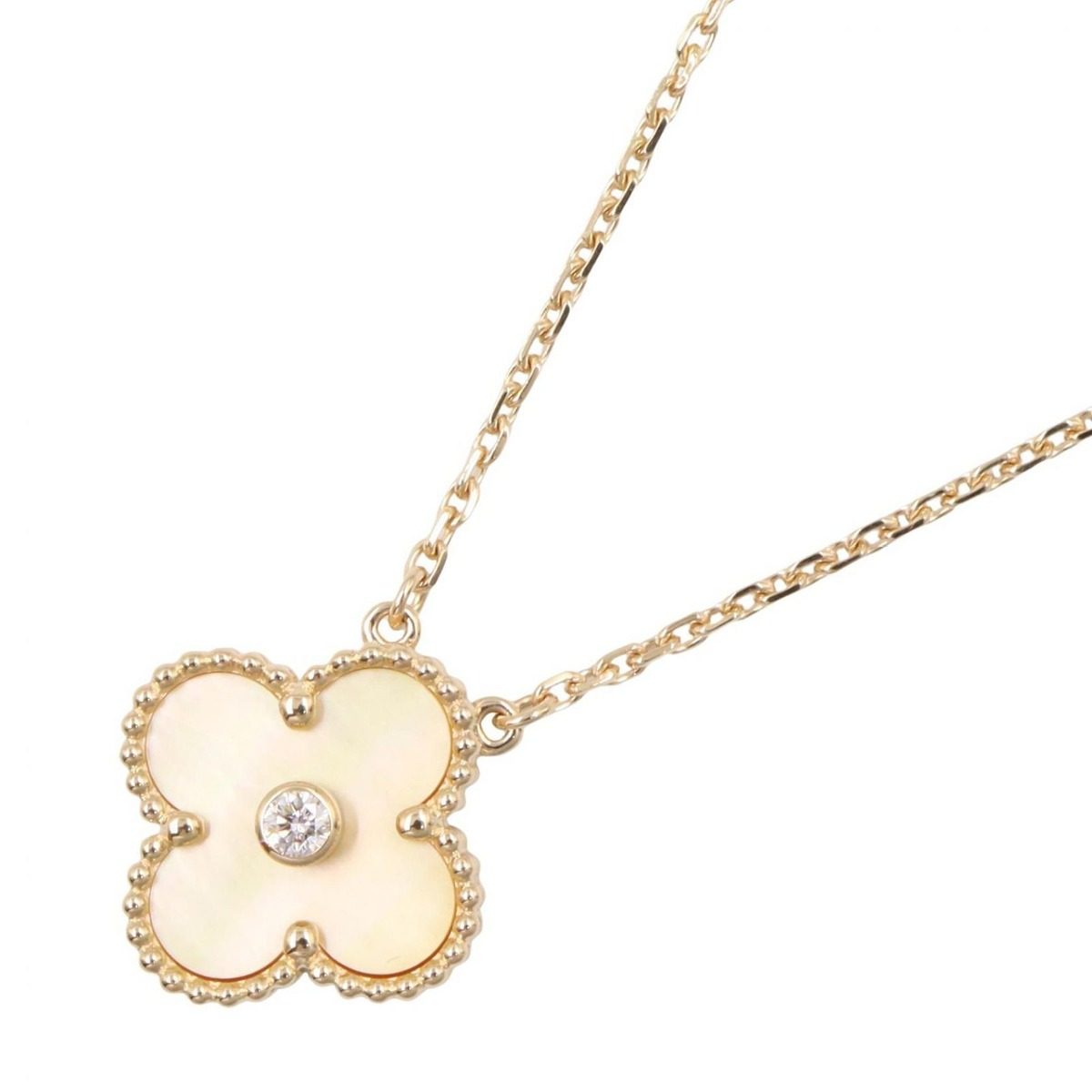Van Cleef & Arpels Necklace Vintage Alhambra 37 41.5 cm 18k Diamond Gold Mother